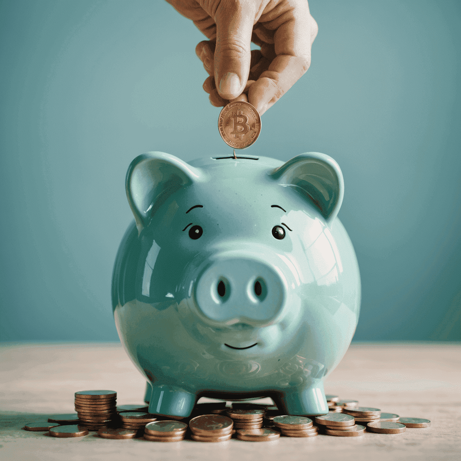 A piggy bank with a shield, symbolizing the protection an emergency fund provides. The image shows coins and bills being added to the piggy bank, with a calm, reassuring background of soft blues and greens.